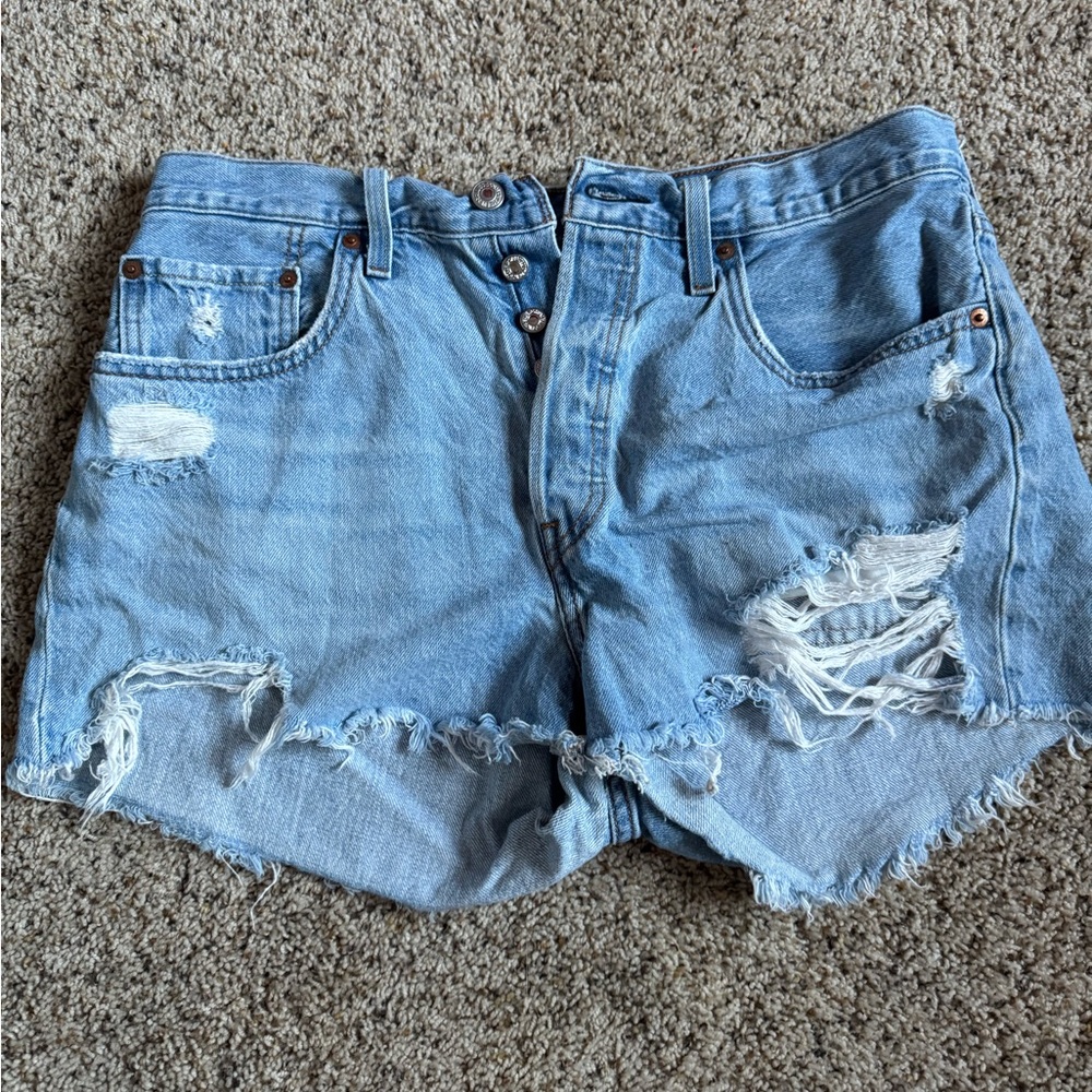 Levi's Light Blue Distressed Jean Shorts